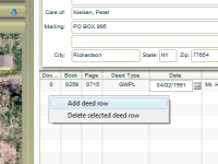Right click to add unlimited number of deeds to parcel